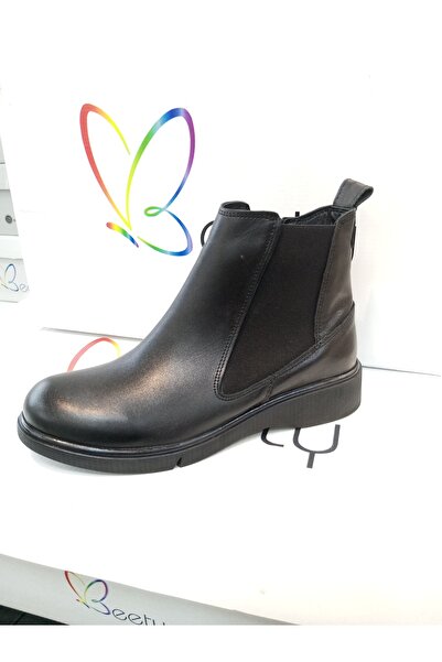 Beety 24bk33.6043 Siyah hakiki deri kışlık Ortapedik anne botu