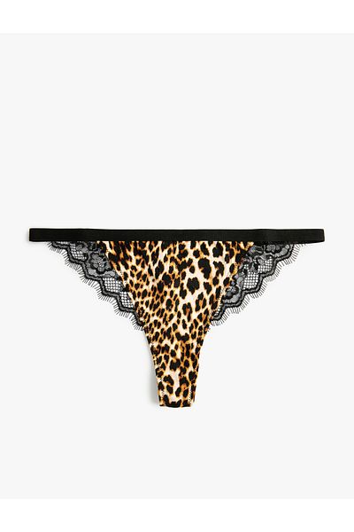 Koton String Panties Lace Leopard Patterned