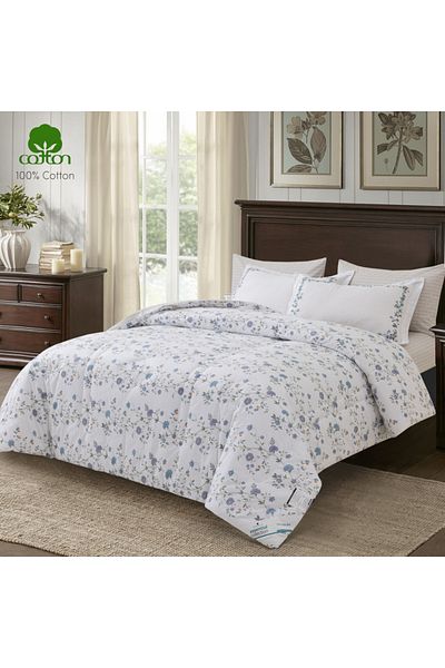 Donetella Cotton Floral Comforter Sets, 4 - Piece Fits 140 X 200 Cms Single Size