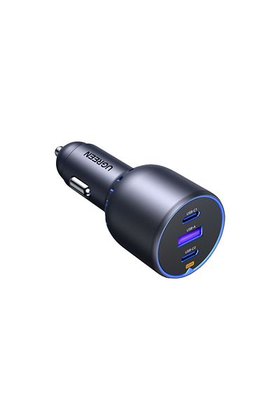 Ugreen شاحن سيارة سريع الشحن بمنفذين USB-C وUSB بقوة 75 وات - رمادي