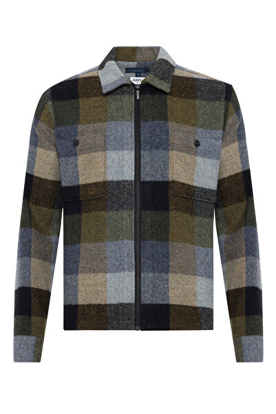 Germirli Albiate Colorblock Cold Ekose Yün Utility Ceket Gömlek