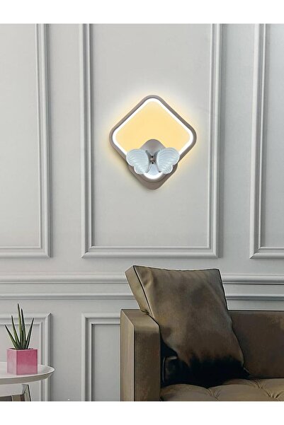 RSCOLLECTIONS Kelebek Kare Modern İthal Led Aplik Kumandasız Krom