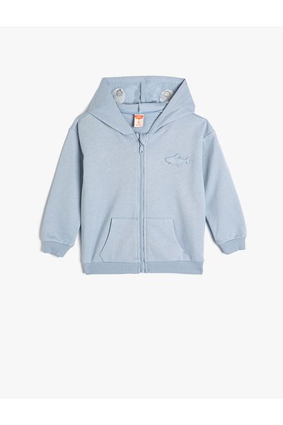 Koton Hooded Sweatshirt Zippered Kangaroo Pocket Cotton
