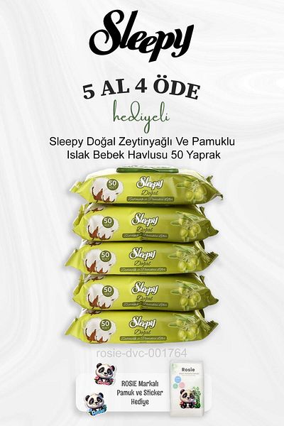 Sleepy Baby Towel with Natural Olive Oil and Cotton - 50 Sheets Buy 5 Pay 4 and Rosie Cotton