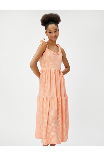 Koton Rochie midi - Gât pătrat, șireturi cu volan, împachetare cu detalii și ...