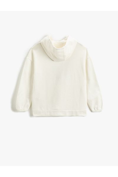 Koton Oversize Hooded Sweatshirt Printed Long Sleeve