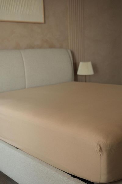 NEEDLE Κρεμ Χρώμα Μονό Εφαρμοσμένο σεντόνι