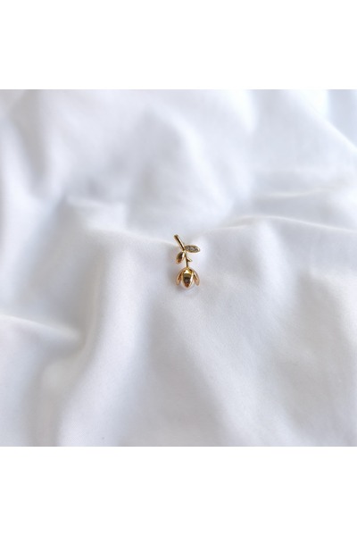 tezz Rodyum Vip İncili Gül Küpe