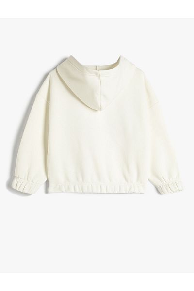Koton Sweatshirt Hooded Butterfly Printed Cotton