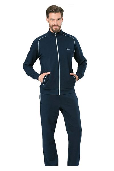 Pierre Cardin Men's Stand Collar Zippered Bottom Top Pocket Tracksuit Set