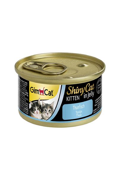 Gimcat طعام القطط الصغيرة الرطب من شايني كات، تونة في جيلي - 70 غرام - عبوة من 18 قطعة