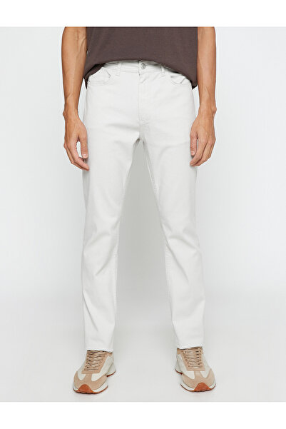 Koton Basic Gabardine Trousers Slim Fit Button Detailed Pocket