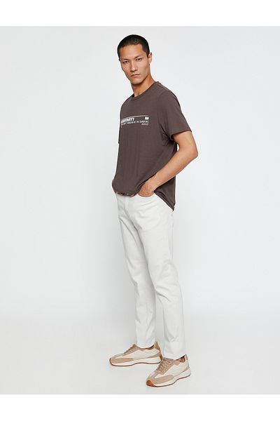 Koton Basic Gabardine Trousers Slim Fit Button Detailed Pocket