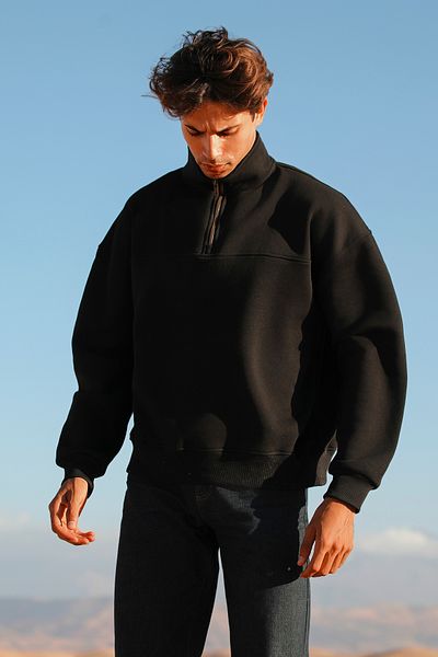 Whish Φούτερ Libre Noir Oversize με μισό φερμουάρ
