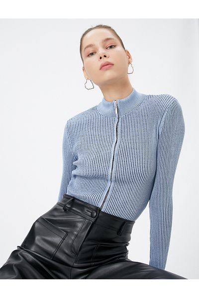 Koton Cardigan cu fermoar guler înalt Camisole cu mânecă lungă