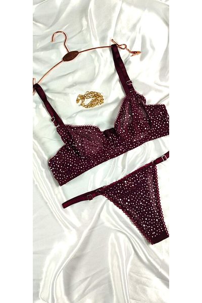 mendoza store Plum Women's Polka Dot Underwire Bra Set