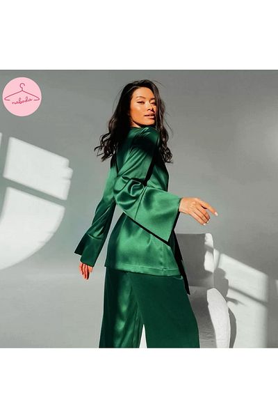naboda Set cămașă de noapte verde cu design elegant pentru femei