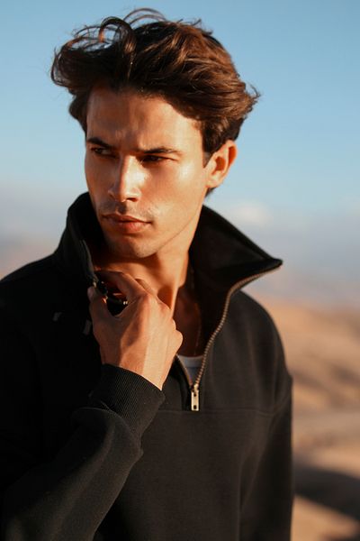 Whish Φούτερ Libre Noir Oversize με μισό φερμουάρ