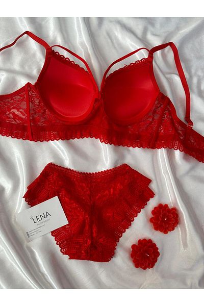Lena Homewears Red Padded Bra Set