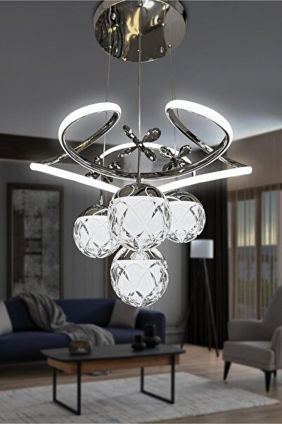 RSCOLLECTIONS Dron 3 Renk Modern Sarkıt 4 Toplu Led Avize Powerled Ledli Avize