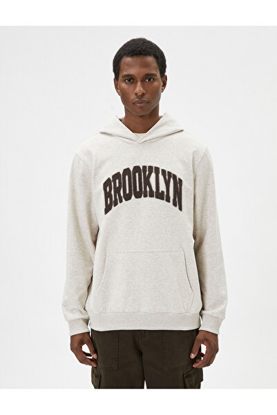 Koton Kolej Sweatshirt Kapşonlu Baskılı Kanguru Cep Detaylı Şardonlu