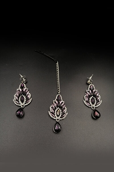 Kaftan Collection Set de 3 bijuterii indiene pentru față și urechi