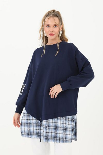 Puane Women's Crew Neck Skirt End Piece Transition Asymmetrical Cut Tunic 1057200