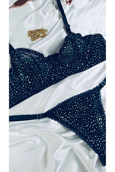 mendoza store Темно-синій жіночий бюстгальтер на кісточках в горошок