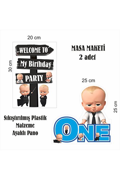 SİYAH PARTİ EVİ 1 Yaş Boss Baby Doğum Günü Parti Seti