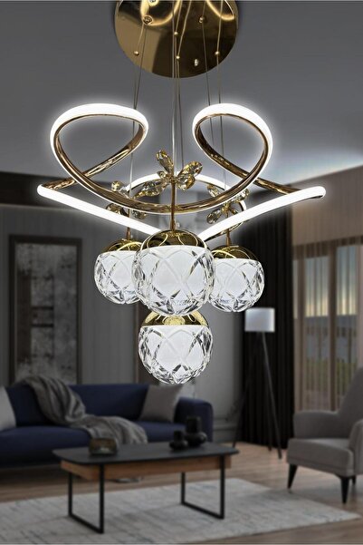 RSCOLLECTIONS Dron 3 Renk Modern Sarkıt 4 Toplu Led Avize Powerled Ledli Avize