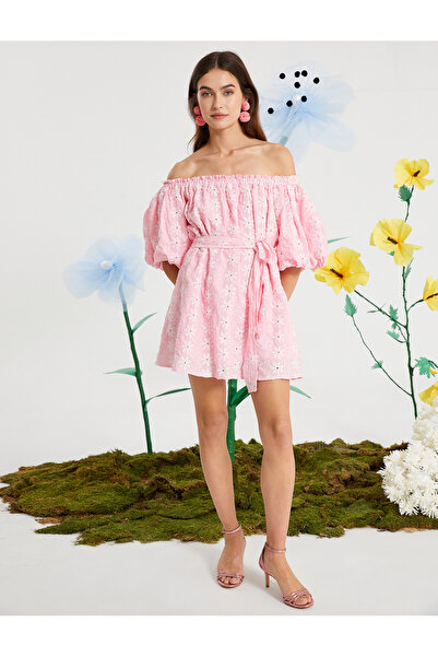 Koton Omzu Açık Papatyalı Mini Elbise