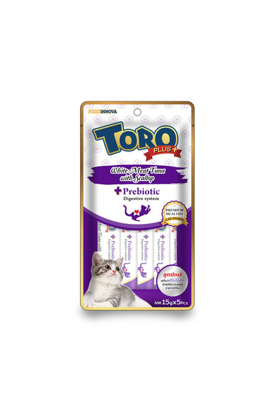 Toro Plus+ وجبة قطط تورو بلس بلس من لحم التونة الأبيض والاسكالوب - 5 × 15 جم
