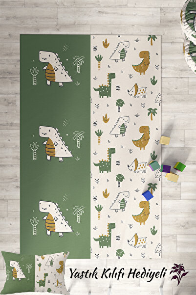 Homiko Sevimli Dinozor Desenli  Çocuk ve Bebek Odası Dekoratif Halı TLH-311