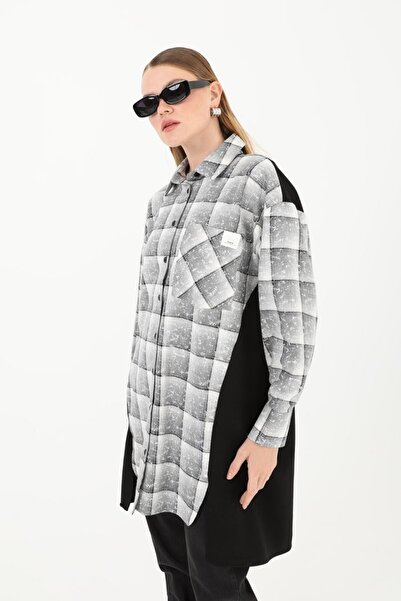 Puane Women's Sports Tunic - Square Diamond Pattern and Pocket Detail, Black 10571