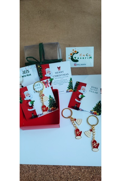 cacatasarım Yılbaşı Figürleri Noel Anahtarlık Charm Çanta Süsü 2 Adet Kartlı ...