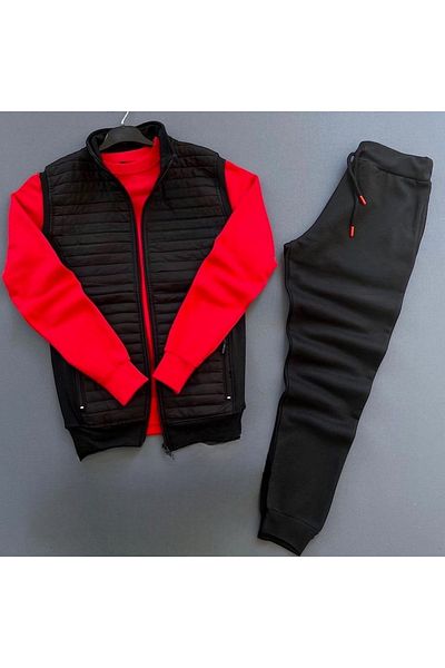 NewCabin New Season Quilted Knitwear Vest and Winter Tracksuit Set - 3-Piece Bottom Top Set