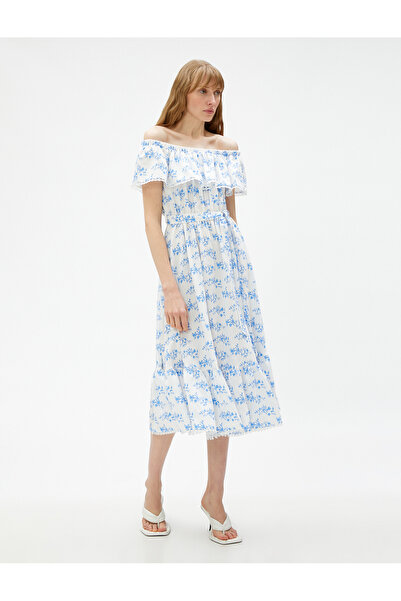 Koton Rochie midi cu umăr, cu centură