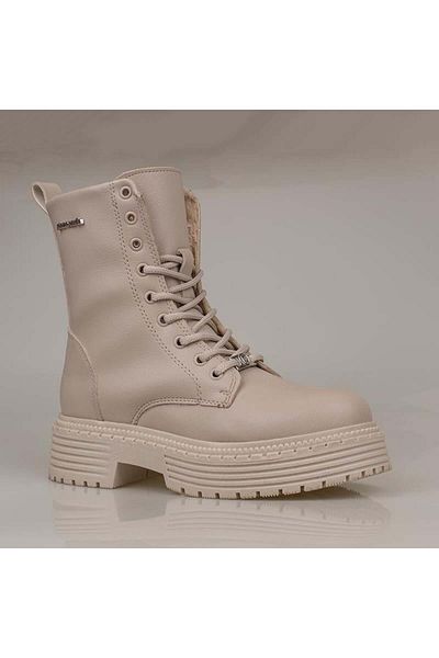 Pierre Cardin Cream Rubber Sole Women's Boots