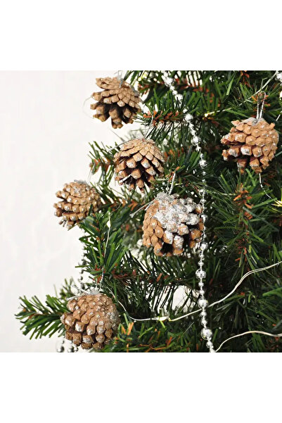 TİFOYS زخرفة شجرة الصنوبر للعام الجديد مخروطية 4 سم 6 قطع زخرفة ديكور