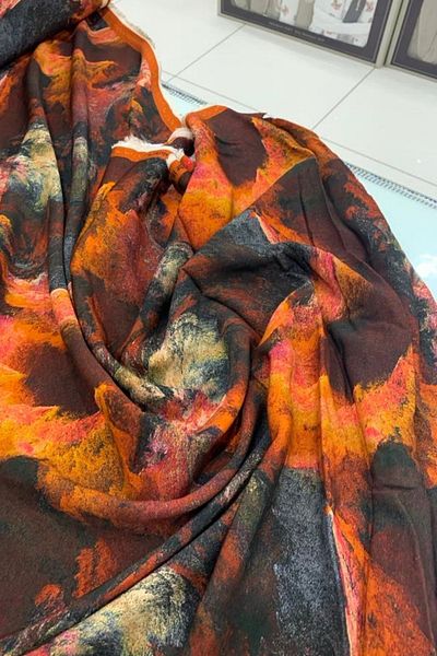 Evimmis Luxury Digital Printing - Φόρεμα από ύφασμα βισκόζης κασμίρ, φούστα και φαρδιά, πλάτος: 150 cm (διπλό πλάτος)