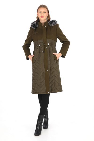 Dabenti women style Women's Genuine Green Quilted Hooded Coat
