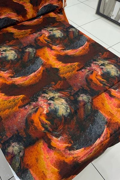 Evimmis Luxury Digital Printing - Φόρεμα από ύφασμα βισκόζης κασμίρ, φούστα και φαρδιά, πλάτος: 150 cm (διπλό πλάτος)