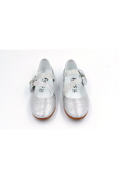 BEYAZ (Ortaç Kids) Thermo Non-Slip Sole Velcro Orthopedic Girls' Ballerina Ballerina Silver