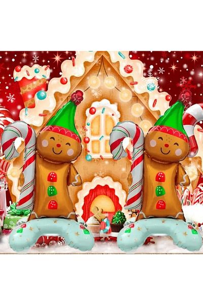 Laviyosa Small Footed Cookie Man Foil Balloon Christmas Foil Balloon