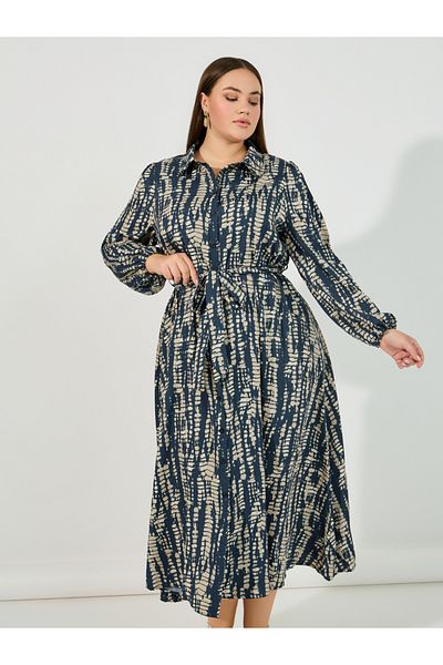 Styli فستان ميدي بطبعة ربطة عنق ومقاس كبير
