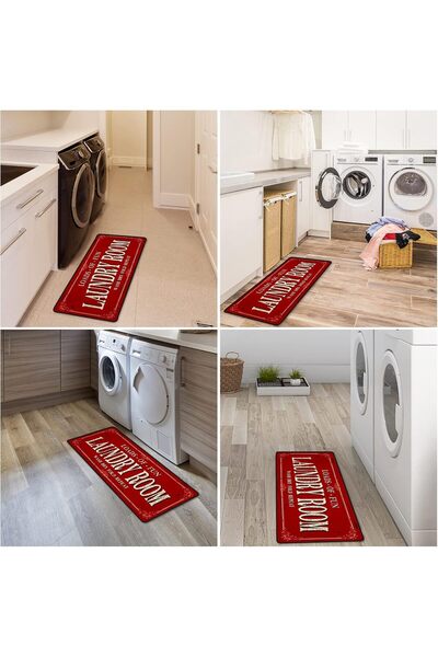 RUGRUMBA Waterproof Washable Clothes Dryer Basket Front Non-Slip Bathroom Rug Mat