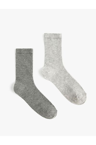 Koton Multicolored Textured Basic 2-Piece Socks Set