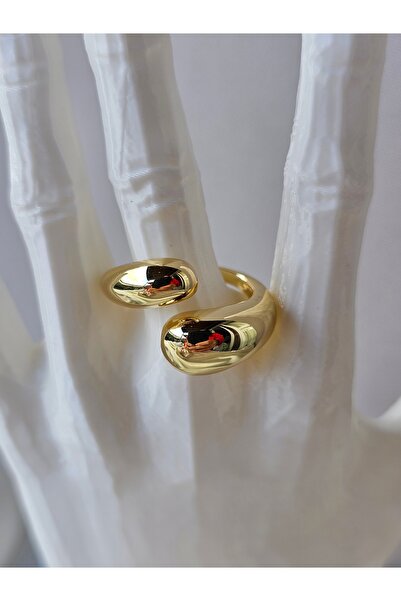 bej jewelry Gözyaşı Damla Bombeli Ayarlanabilir Çelik Yüzük