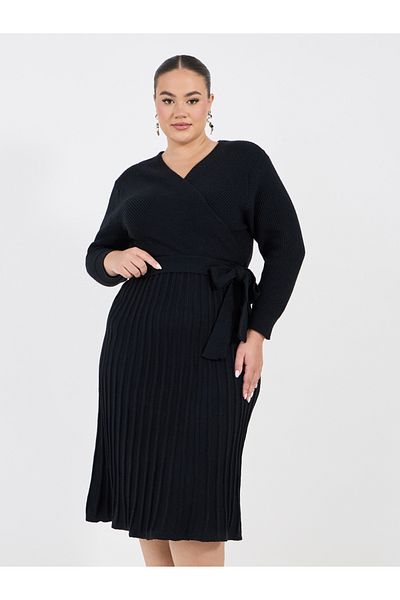 Styli Plus Size Textured Knit Sweater Midi Dress