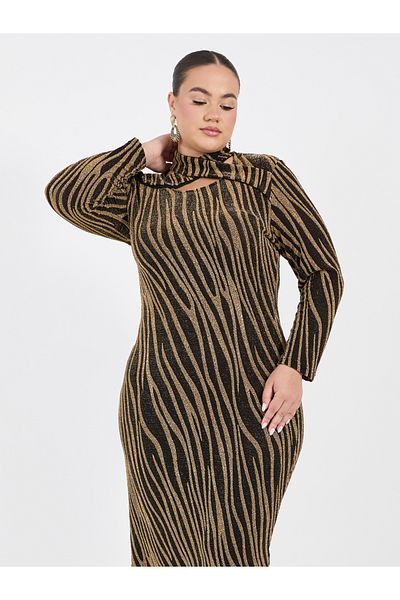 Styli Plus Size Self Design Bodycon Midi Dress